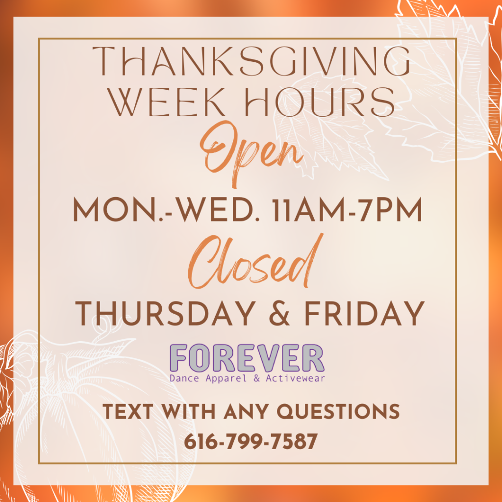 Wishing You a Happy Thanksgiving!
THANKSGIVING WEEK HOURS
Open MON.-WED. 11AM-7PM
Closed
THURSDAY & FRIDAY
TEXT WITH ANY QUESTIONS
616-799-7587